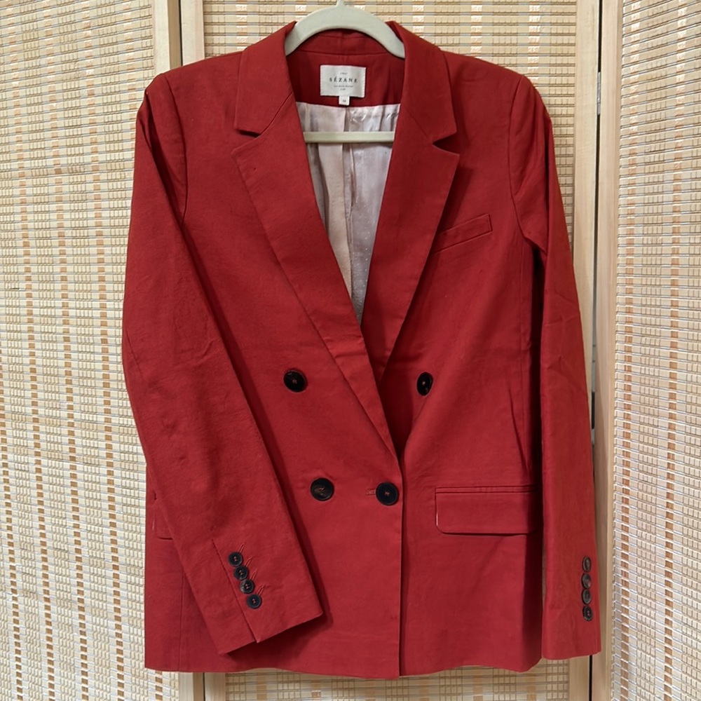 Sezane Christie Linen Jacket in Terracotta